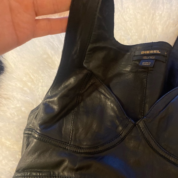 Stunning Diesel Black Gold Collection women’s leather/jean dress hybrid Size S!! - Picture 7 of 8